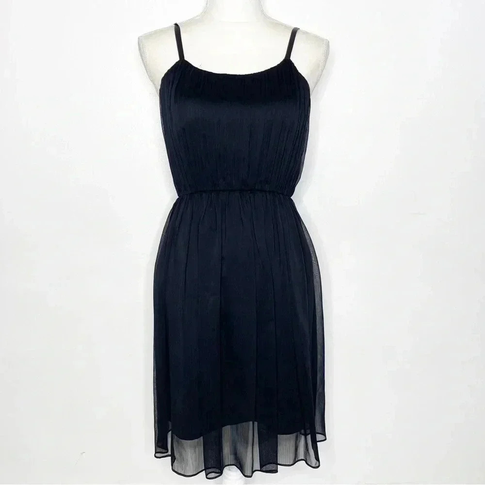 Alice & Olivia Black Pleated Dress Size 2 | Adjustable Straps | $396 Retail